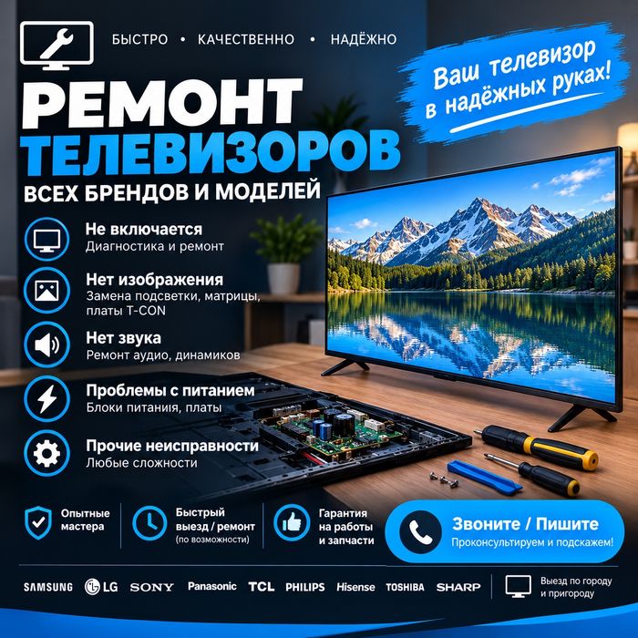 Ремонт телевизоров всех брендов и моделей