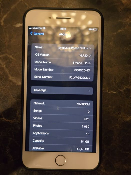СПЕШНО! IPhone 8 Plus 64GB, Rose Gold 100 Battery