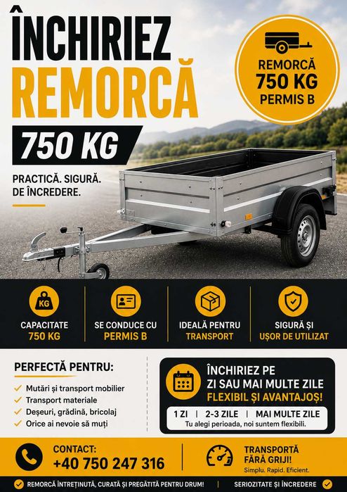 Inchiriez Remorca Cat.B 750kg