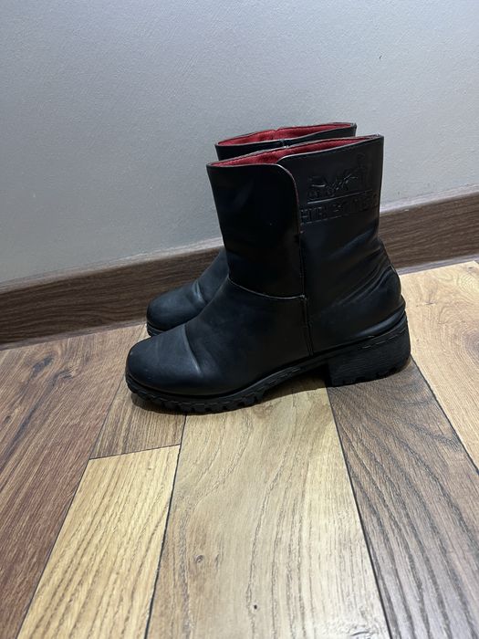 Кожаные ботинки Hermès (черные с красным)