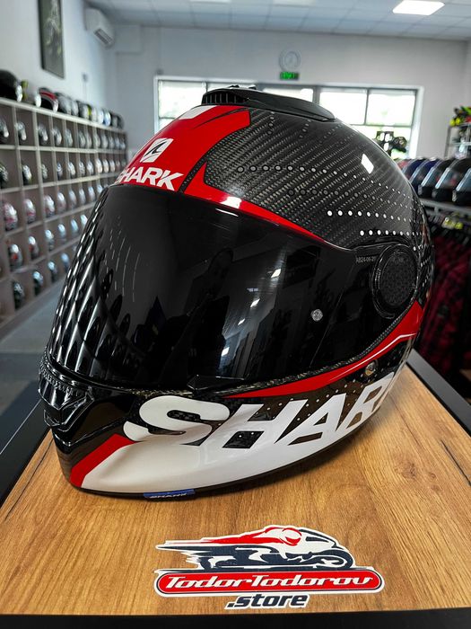 Мото каска SHARK SPARTAN CARBON RAVE ,вградени очила,S 55-56см