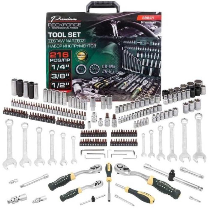 Гедоре 216 части 1/2'', 1/4'' и 3/8'' RockForce Premium