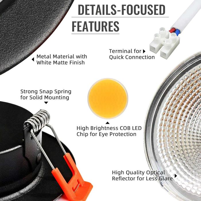 Wondlumi 6X LED осветителни тела за таван 7W димируеми COB ултра тънки