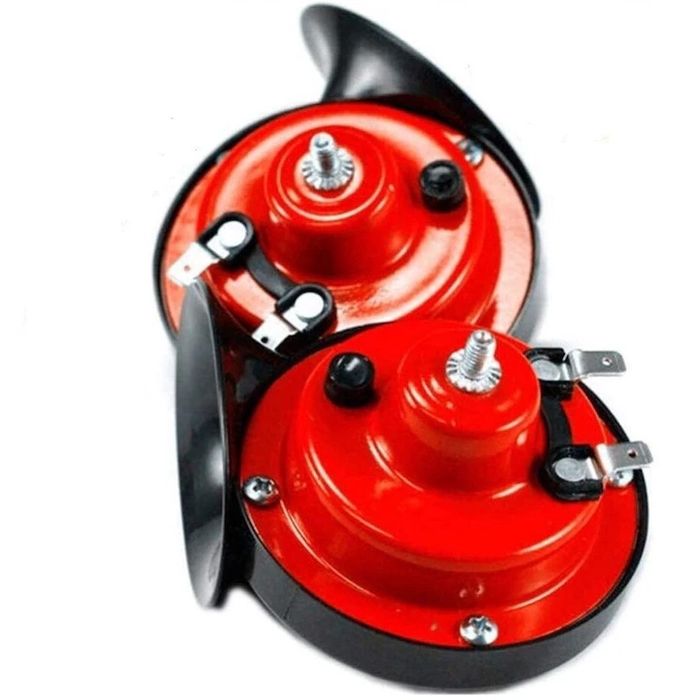 Set Claxon 2 Bucati Auto Flexzon, cu Releu, 12V, 300db , Rosu