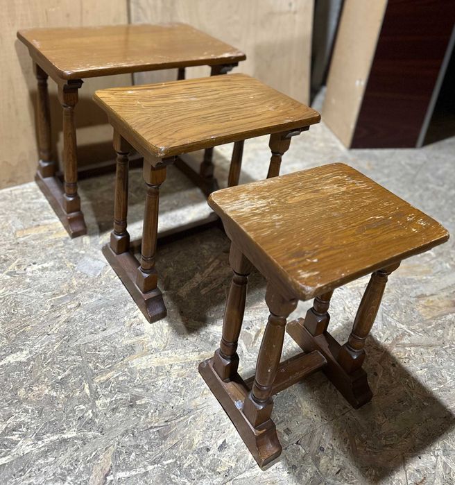 Set 3 Masute Vintage din Lemn; Set 2 Masute Vintage; Scaunel; Taburet