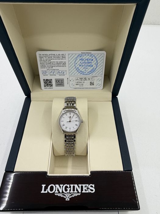 Ceas Longines Lyre L4.259.4.11.6 Dama Quartz Cadran Alb Original Full Set Elvetian Cutie Acte Nou