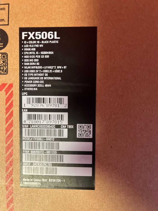 Laptop Gaming ASUS TUF FX506L