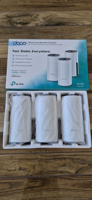 Sistem Wi-Fi Mesh TP-Link Deco M4 (3-pack) AC1200 Gigabit cu acoperire