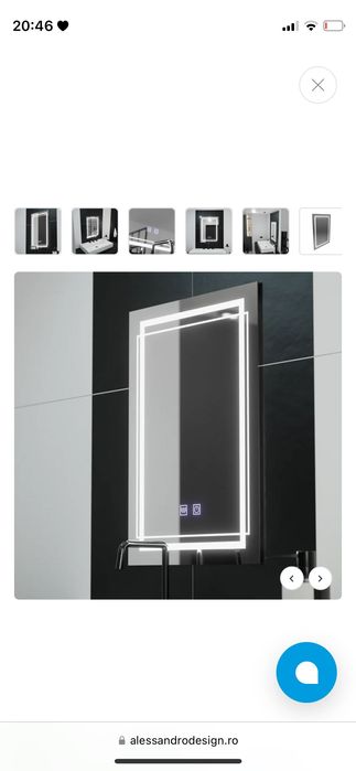 Oglindă baie cu led -fisurată la un colț