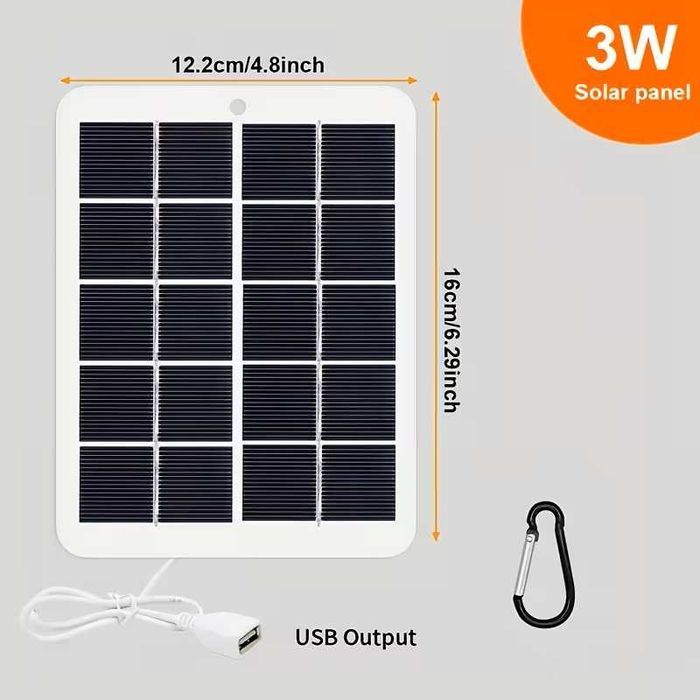Компактен соларен панел Удобен соларен Power Bank - 3W