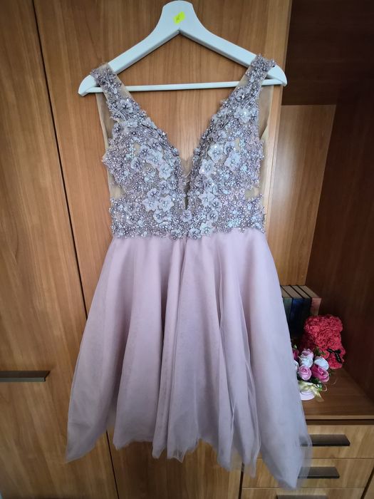 Розова шаферска/бална рокля XS