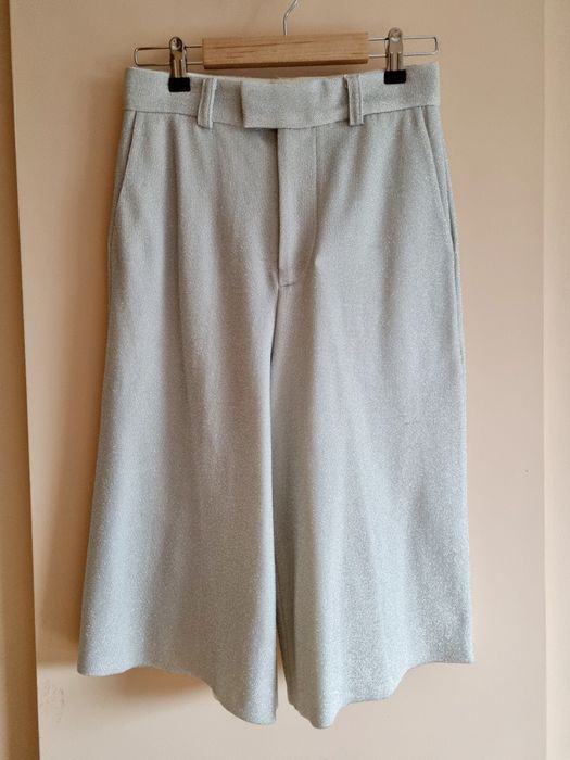 Бермуди XS/S/36размер сребристи официални къси панталонки висока талия