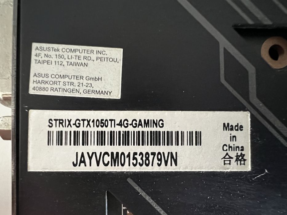 ASUS GTX 1050 Ti STRIX Gaming OC 4GB