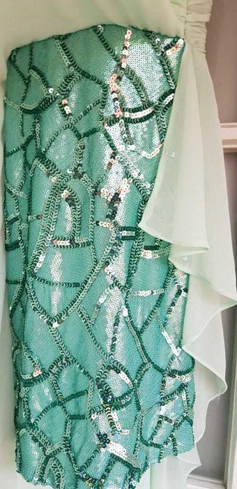 Rochie de seara deosebita cu paiete si trena din voal, mar,M