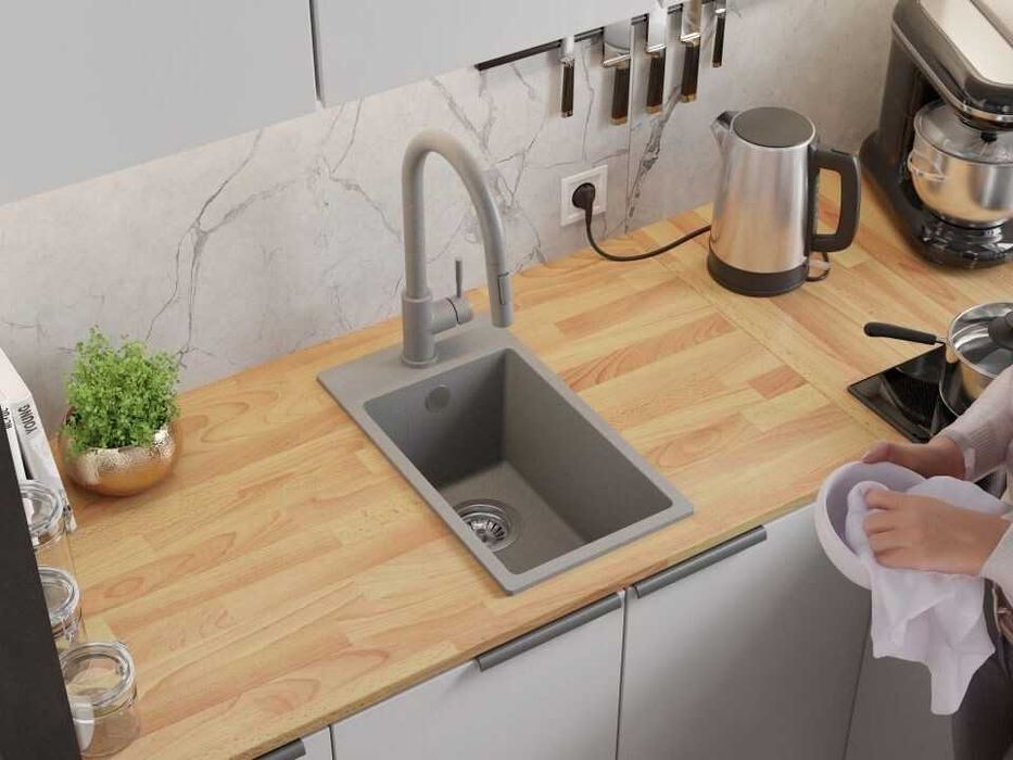 Сива кухненска гранитна мивка Рига 30 XL 280 x 500 mm