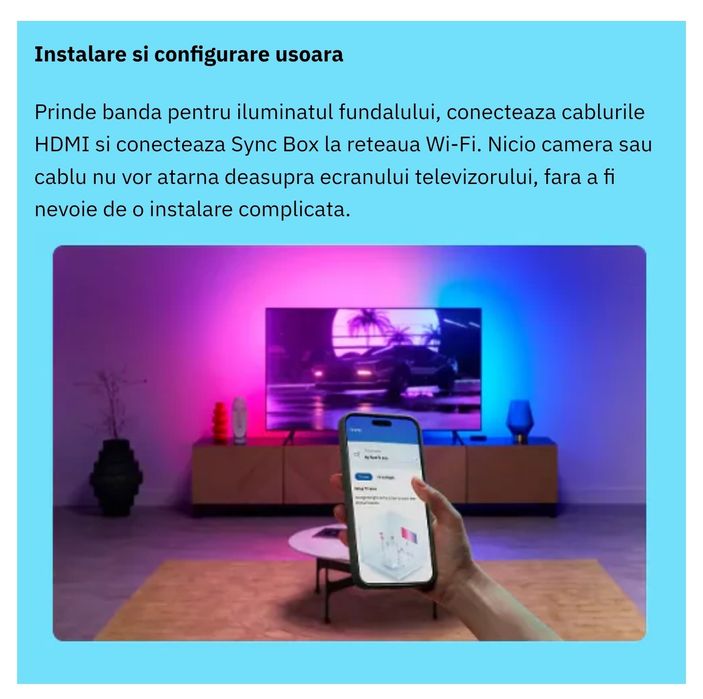 Sync Box HDMI 2.0 WiZ pentru iluminat fundal TV, 4K