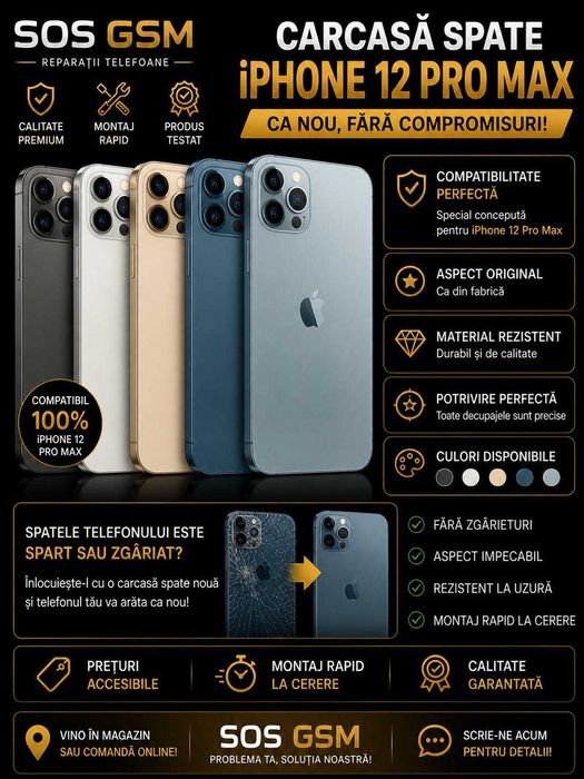 Carcasa capac camera fata spate iphone 12 pro max