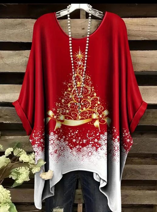 Женскую блузку для встречи Нового года с изображением ёлки,
