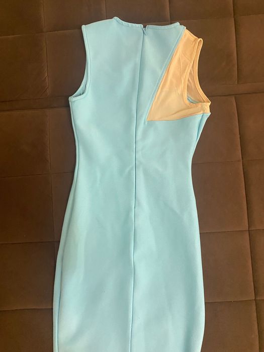 Синя бандажна рокля