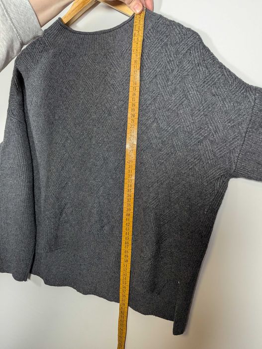 Pulover damă SHE, 40, gri, model herringbone, lână merinos & cașmir