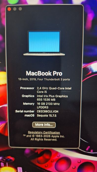 MAC Book PRO i5 РАМ 16 А1989 (2019)