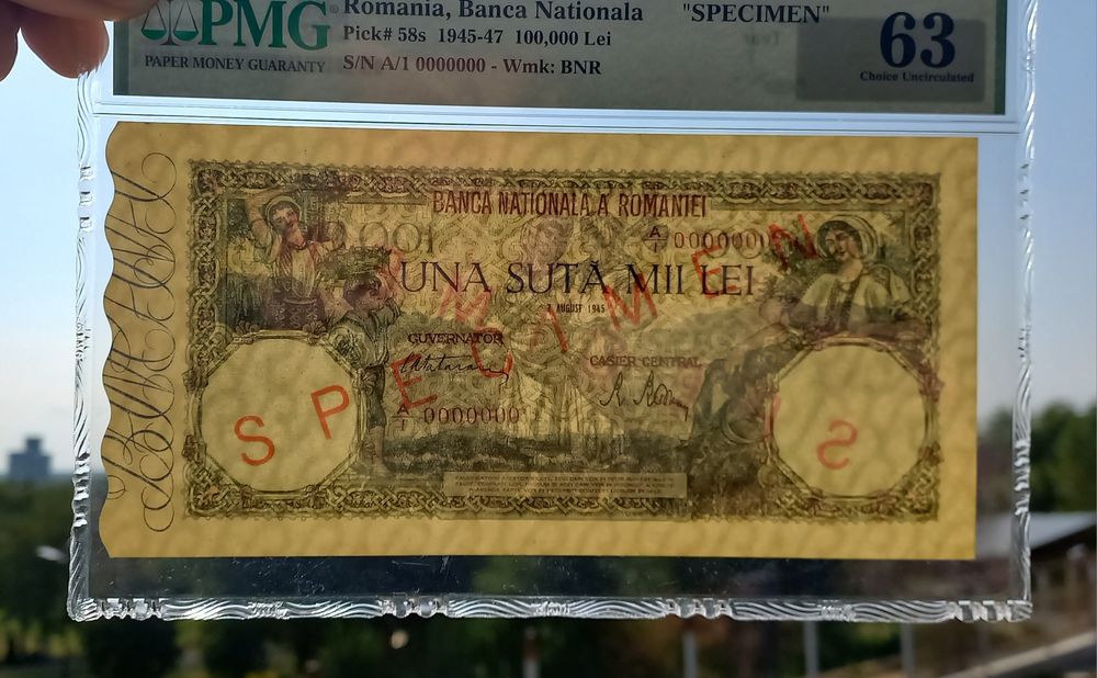 Bancnota 100 000 lei 1945 Specimen
