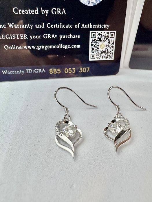 Сребърни обеци с мойсанит (диамант) 0.5 карата
