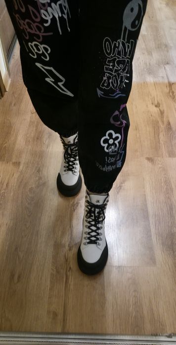 Ghete Combat femei Luca di Gioia albe din piele, marimea 38