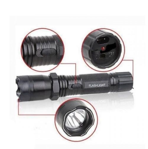 3в1 Мощен немски POLICE електрошок LED фенер Лазер шок лампа зашита