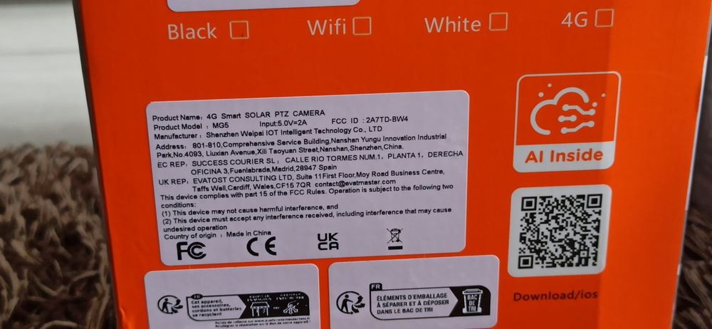 Cameră de supraveghere video rotativă 4G, cu panou solar