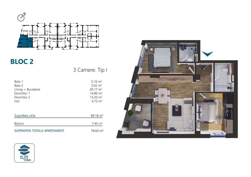 Elite Town Timisoara - Apartament 3 camere | TORONTALULUI