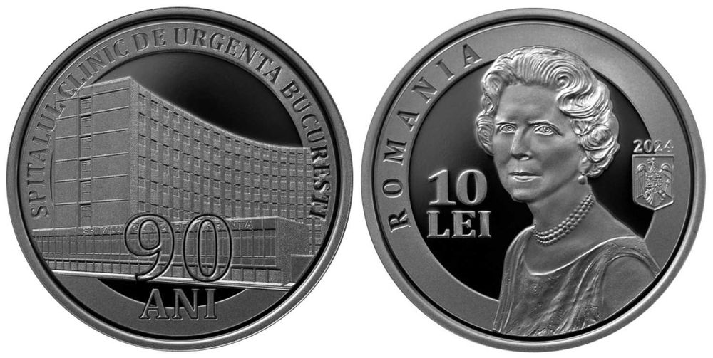 Moneda BNR 10 lei argint Spitalul deUrgenta gradata NGC PF 66 UC