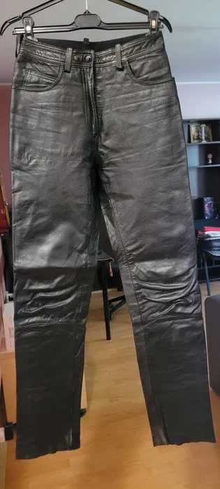 pantaloni piele, negri, marime 36, buni la moto