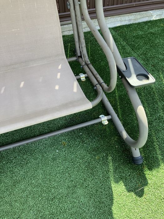 Balansoar gradina 3 locuri maro deschis 200x120x164 cm functie pat max 340 kg Tripoli