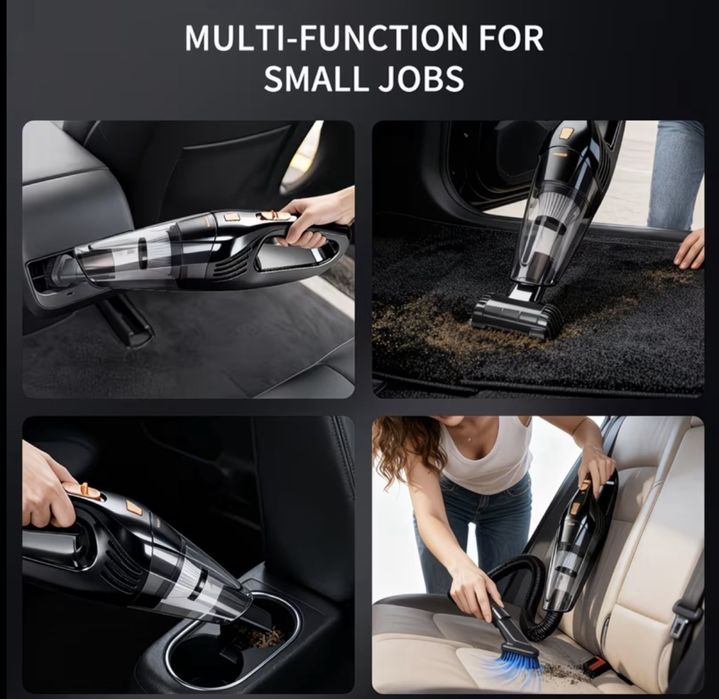 Мощна безжична прахосмукачка за кола + приставки – нова
