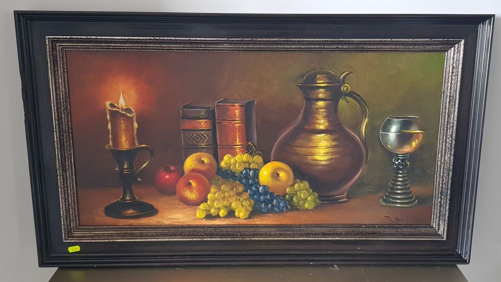 Tablou vechi pictură pe pânză cu semnătură