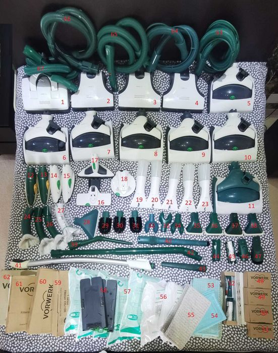 Lot accessorii capete perii furtune pentru Aspiratoate gama Vorwerk Folletto Kobold Tiger