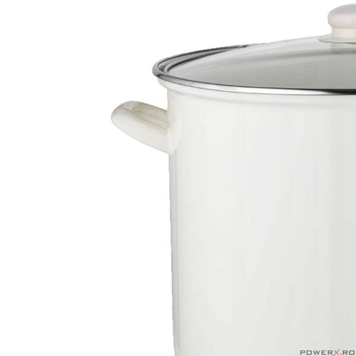 Oala cu capac, din inox emailat, alba, 14l, 28cm, Florina