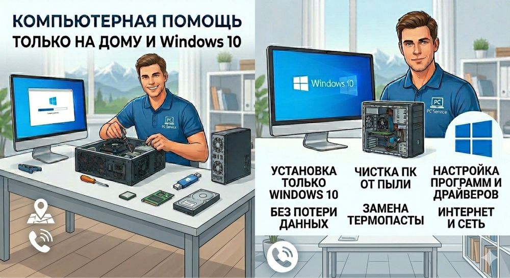 Установка Windows 10 + Драйвера + Оптимизация ПК | Алматы