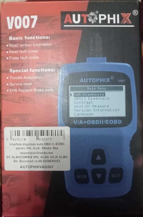 Interfata diagnoza auto OBD II, EOBD Auto Phix V007