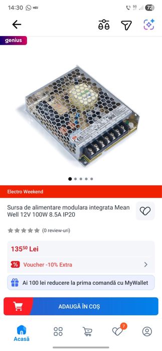 Sursa de alimentare modulara integrata Mean Well 12V 100W 8.5A IP20