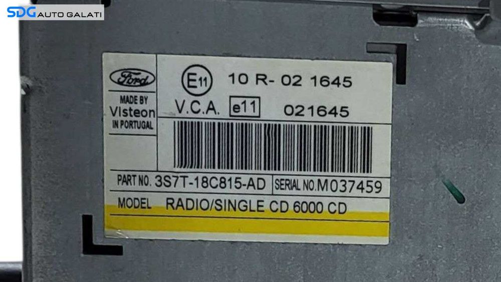 Unitate Radio CD Player Ford Focus 2 2004 - 2010 Cod 10R-021645 3S7T-18C815-AD [L7429]
