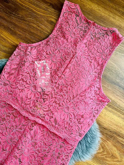 Rochie Midi Creion Roz H&M Dantela Noua cu Eticheta S