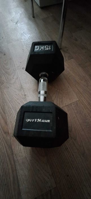 Gantera hexagonala 15kg Sportmann + 1 gantera 3 kg cadou