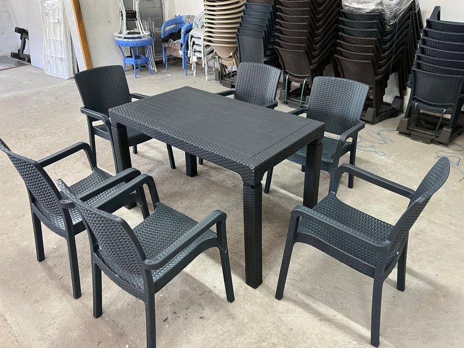 много здрав градински комплект 6 стола и маса 70/120см