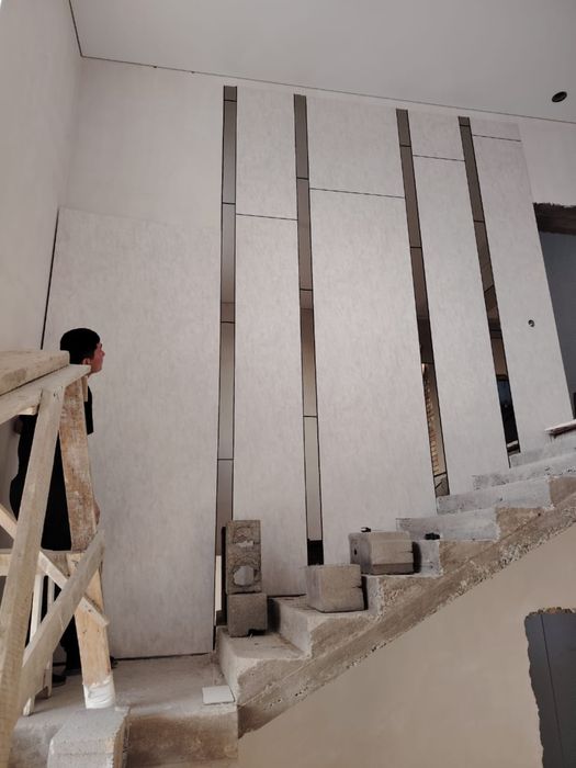 Бамбуковые панели клеим