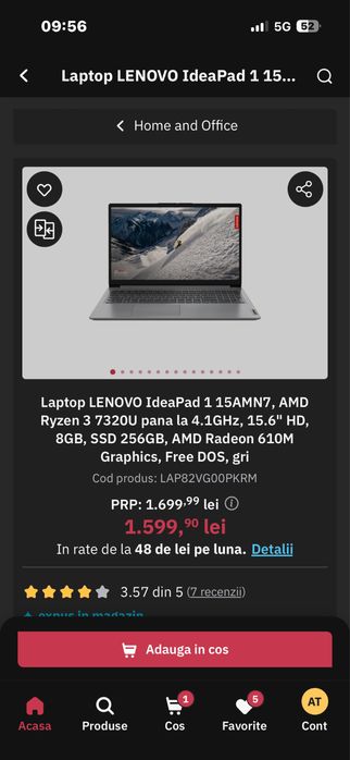 Laptop Lenovo IdeaPad 1 15AMN7