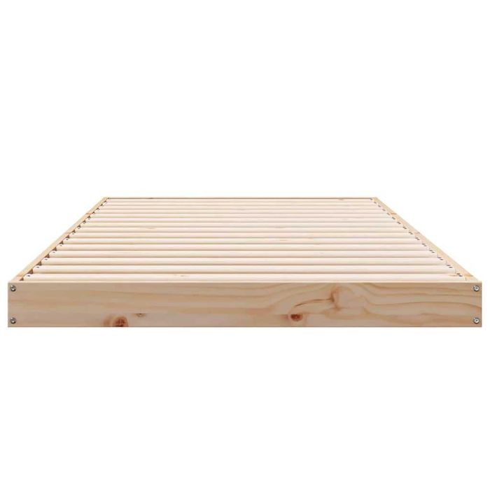 Cadru de pat de podea, natural, 90 x 220 cm, lemn masiv de pin VidaXL