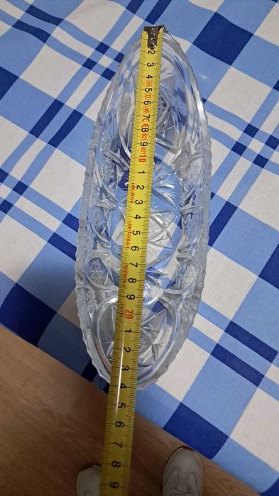 Bol oval vintage din cristal masiv – Model geometric cu stele