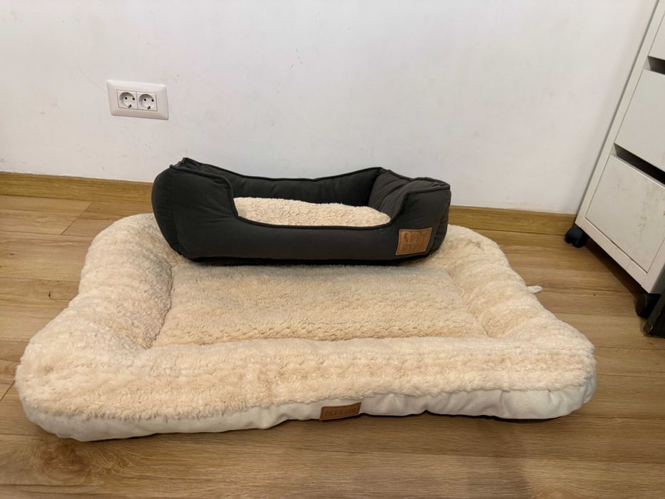 Pătuțuri moi pentru câini (61x49x18 cm & 90x65x5 cm) – Imitație de blană